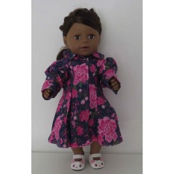 jurk met jas donker blauw bloemen baby born 43cm