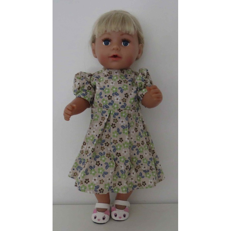 jurk met jas bruin bloemen baby born 43cm