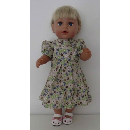 jurk met jas bruin bloemen baby born 43cm