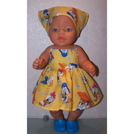 zonnejurk donald duck geel baby born 43cm