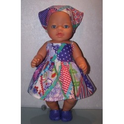zonnejurkweber ruit paars  baby born 43cm