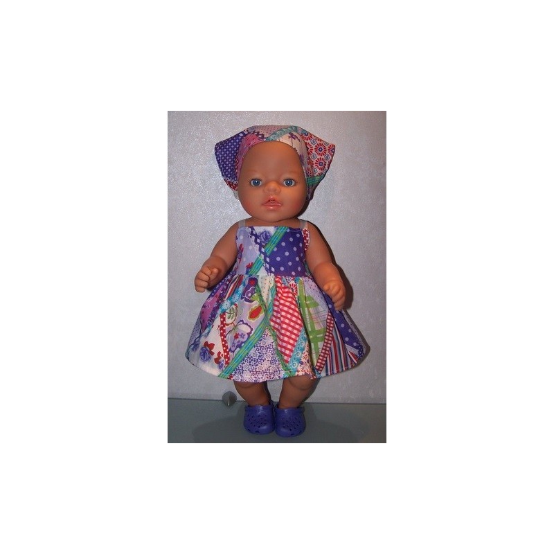 zonnejurkweber ruit paars  baby born 43cm