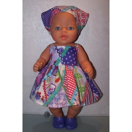 zonnejurkweber ruit paars  baby born 43cm