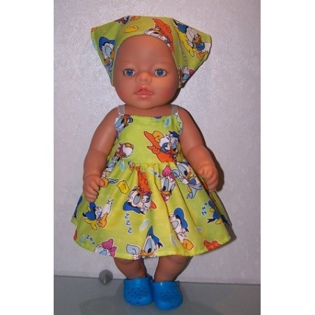 zonnejurk donald duck groen baby born 43cm