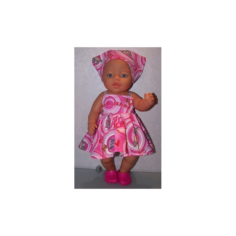 zonnejurk tom en jerry roze baby born 43cm