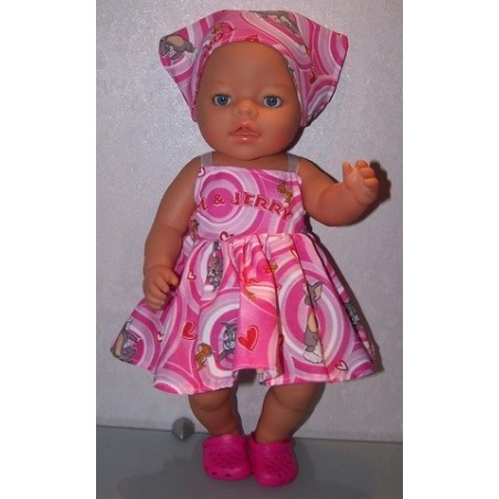 zonnejurk tom en jerry roze baby born 43cm