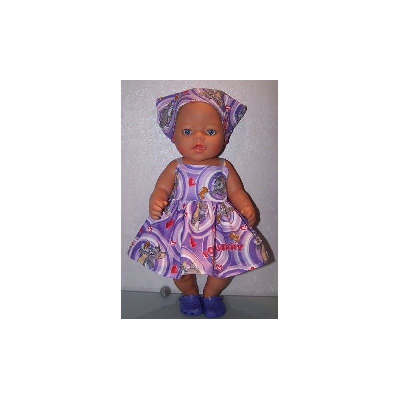zonnejurk tom en jerry lila  baby born 43cm