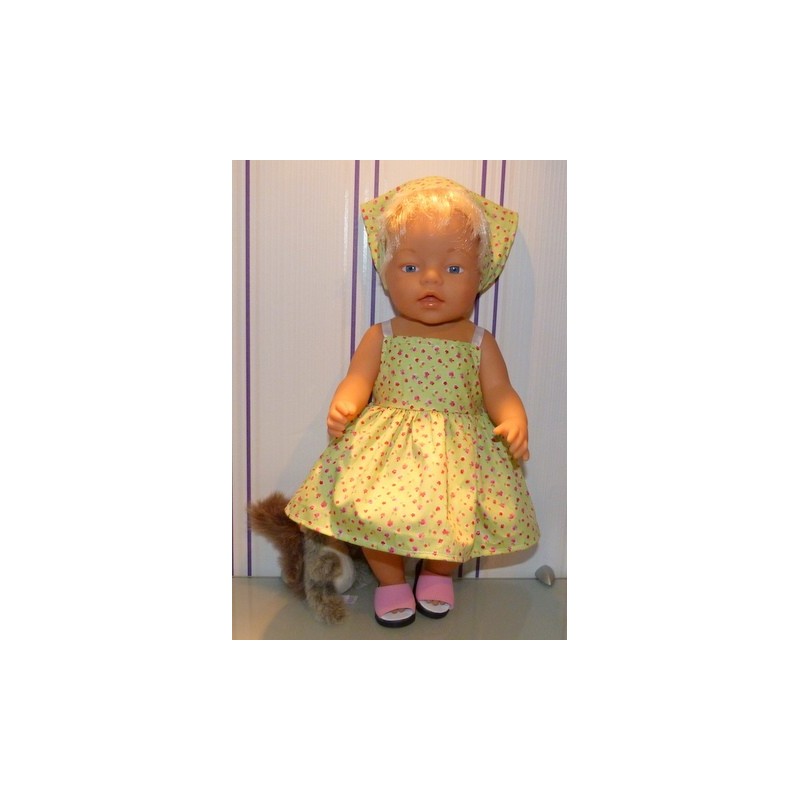 zonnejurk groen gebloemd baby born 43cm