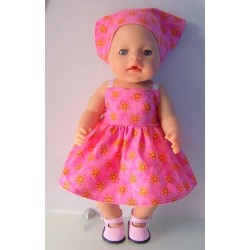 zonnejurk roze bloem oranje baby born 43cm