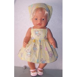 zonnejurk geel beren baby born 43cm