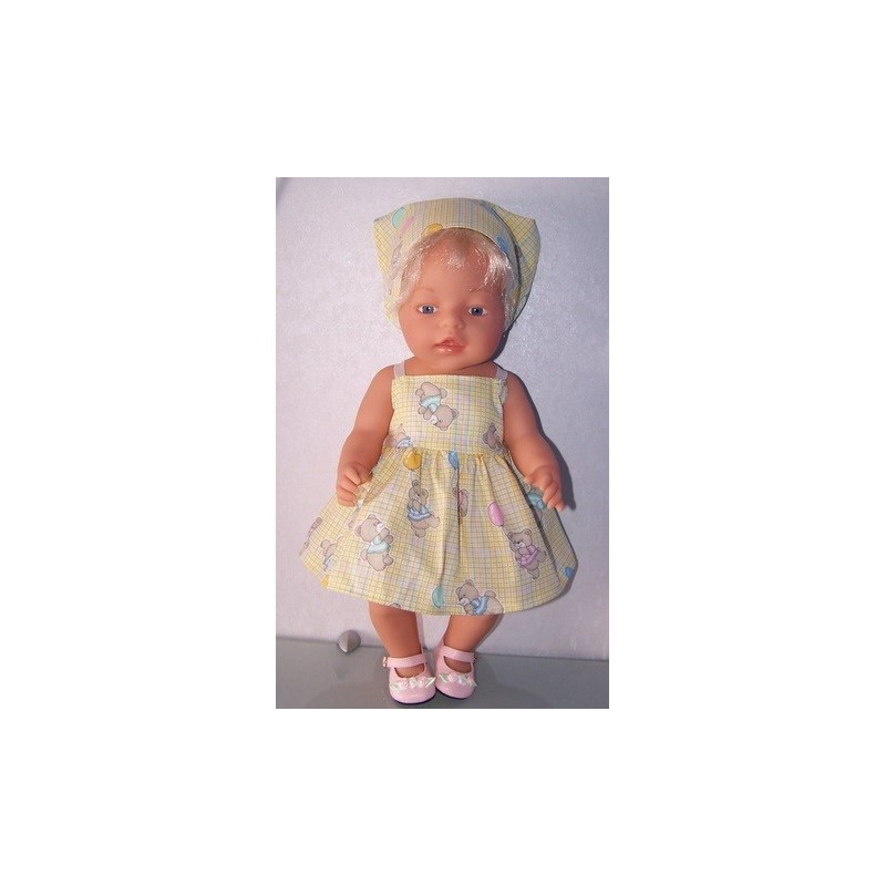 zonnejurk geel beren baby born 43cm