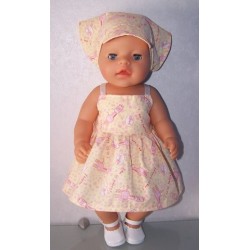 zonnejurk geel met roze giraffe baby born 43cm