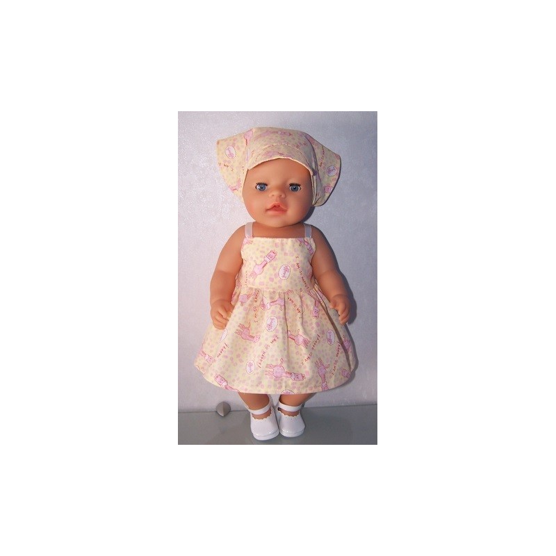 zonnejurk geel met roze giraffe baby born 43cm
