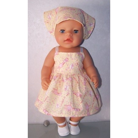 zonnejurk geel met roze giraffe baby born 43cm