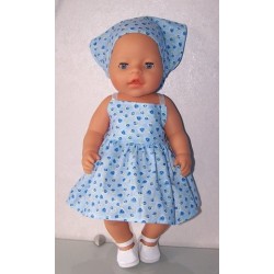 zonnejurk blauw hartjes baby born 43cm