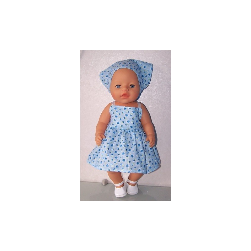 zonnejurk blauw hartjes baby born 43cm