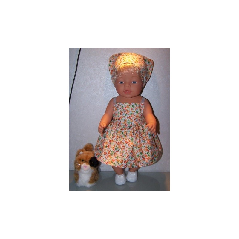 zonnejurk gebloemd oranje baby born 43cm