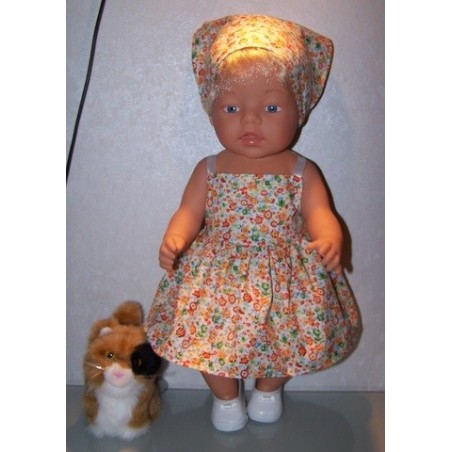 zonnejurk gebloemd oranje baby born 43cm