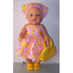 zonnejurk eendjes roze baby born 43cm