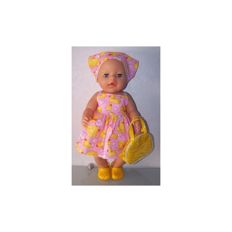zonnejurk eendjes roze baby born 43cm