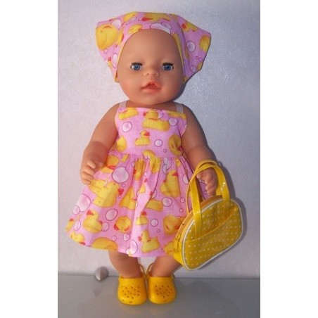 zonnejurk eendjes roze baby born 43cm