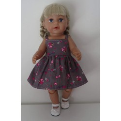 zonnejurk grijs strikjes baby born 43cm