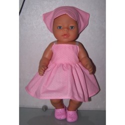 zonnejurk roze met stippen baby born 43cm
