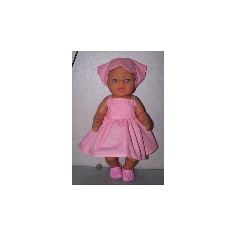 zonnejurk roze met stippen baby born 43cm