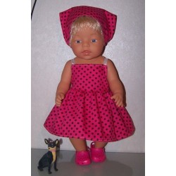 zonnejurk roze met stippen bruin baby born 43cm