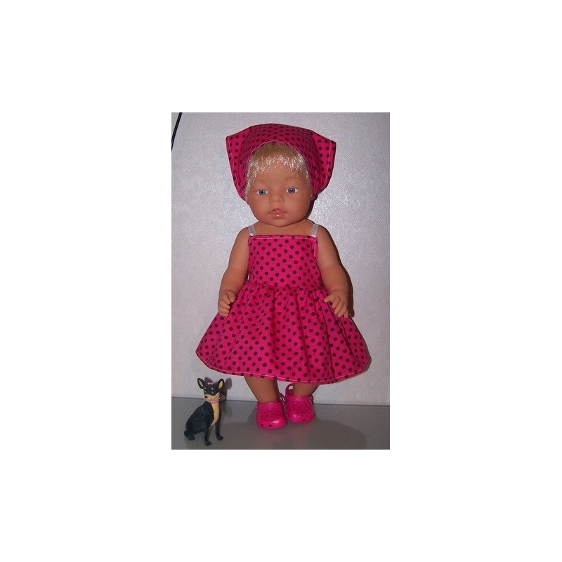 zonnejurk roze met stippen bruin baby born 43cm