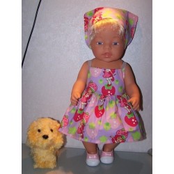 zonnejurk strawberry shortcake lila aardbeienbaby born 43cm