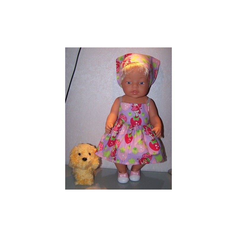 zonnejurk strawberry shortcake lila aardbeienbaby born 43cm
