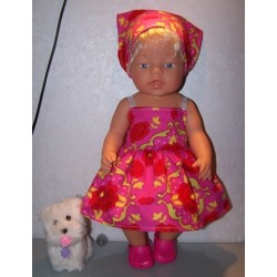 zonnejurk roze met rode bloemen baby born 43cm