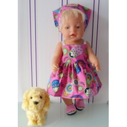zonnejurk roze matroeska groot baby born 43cm