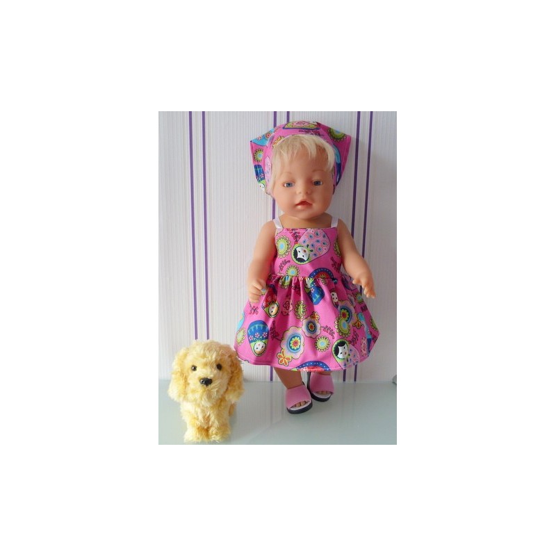 zonnejurk roze matroeska groot baby born 43cm