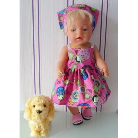 zonnejurk roze matroeska groot baby born 43cm