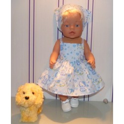 zonnejurk hello kitty blauw hartjes baby born 43cm
