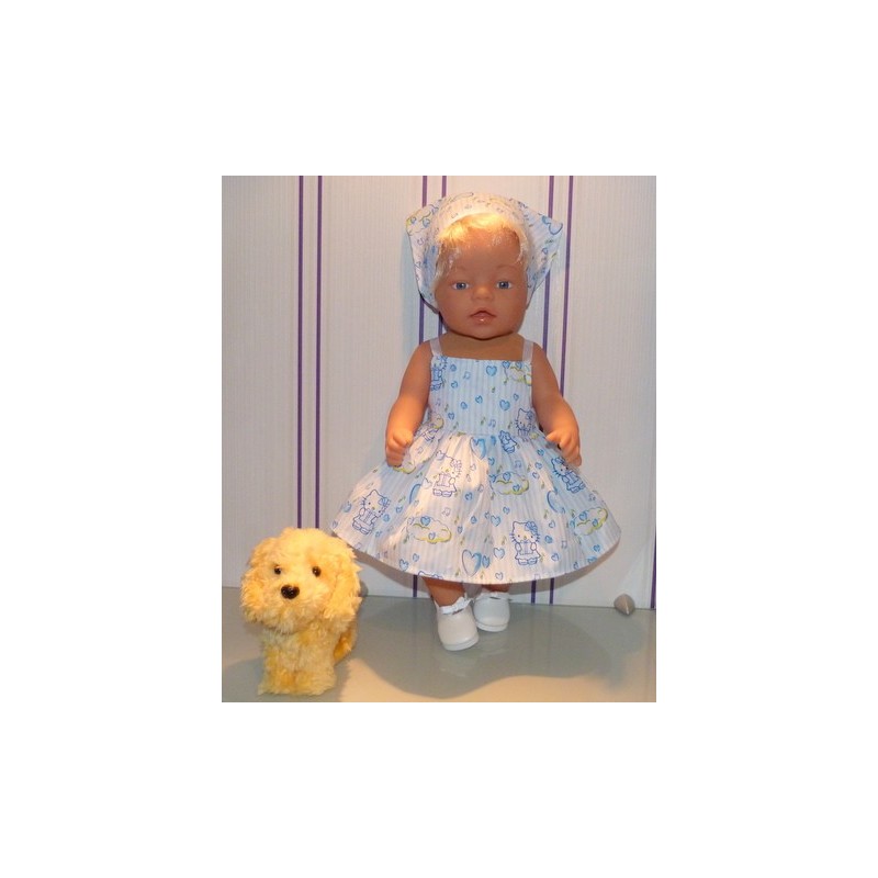 zonnejurk hello kitty blauw hartjes baby born 43cm