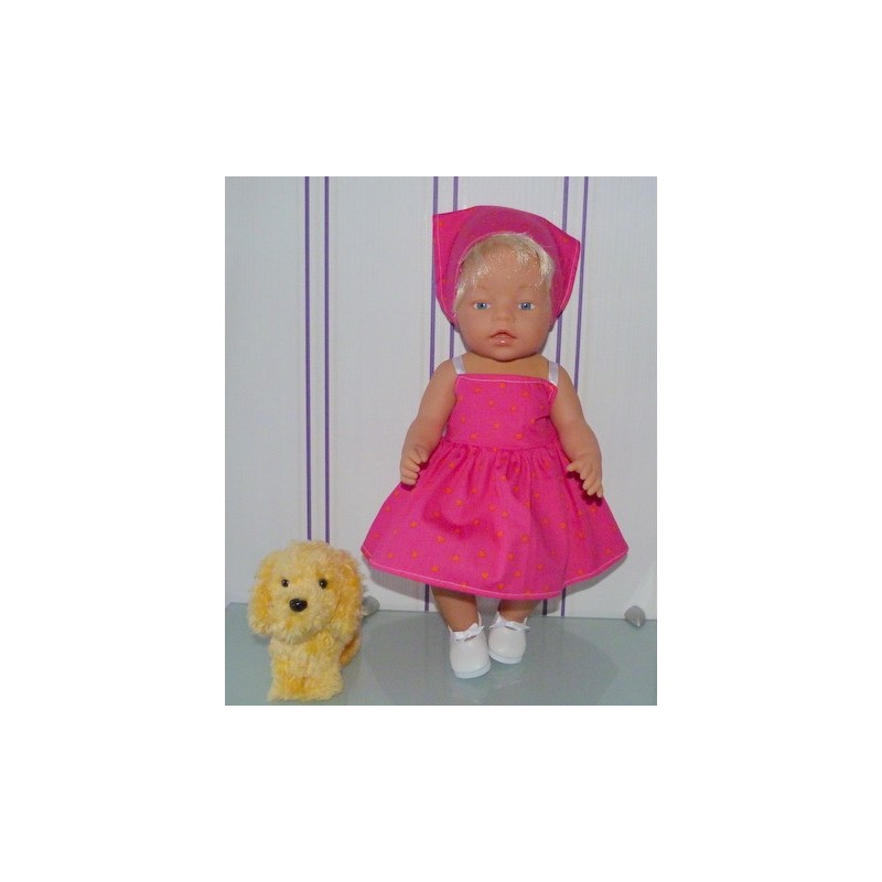 zonnejurk roze met hartjes oranje baby born 43cm