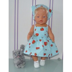 zonnejurk blauw aardbeien baby born 43cm