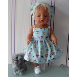 zonnejurk blauw ijsjes baby born 43cm