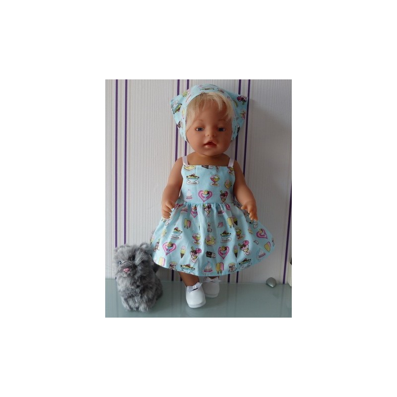 zonnejurk blauw ijsjes baby born 43cm