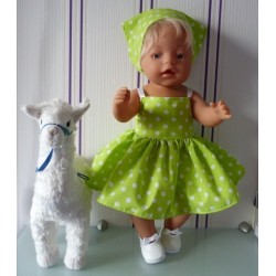 zonnejurk licht groen polka dots baby born 43cm