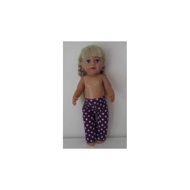 lange broek paars met stippen baby born 43cm