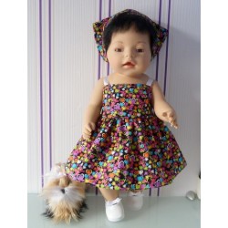 zonnejurk zwart met hartjes baby born 43cm