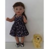 zonnejurk donker blauw met bloemen roze  baby born 43cm