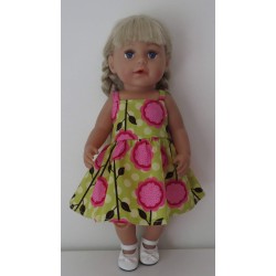 zonnejurk groen met bloemen baby born 43cm