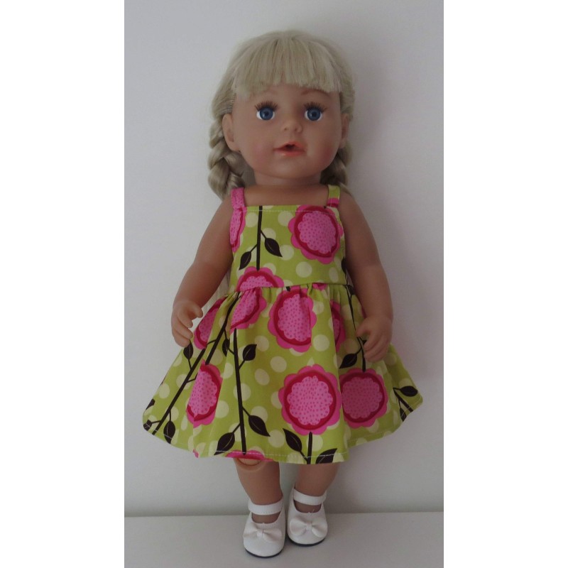 zonnejurk groen met bloemen baby born 43cm