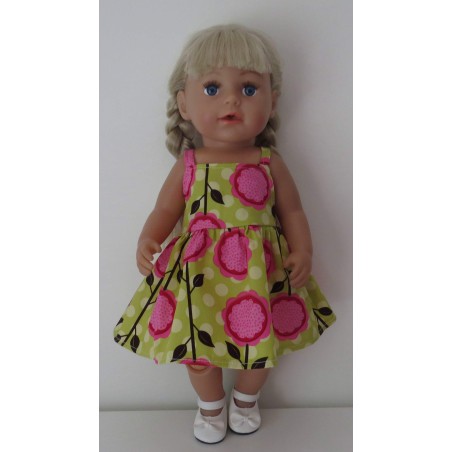 zonnejurk groen met bloemen baby born 43cm