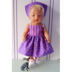 zonnejurk lila roze gestreept baby born 43cm